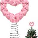 Gejoy 5.5 Inch Mini Woven Velvet Valentine Day Tree Topper Velvet Pink Hearts Tree Topper for Mini Trees Heart Decorations for Valentines Day Party Holiday Ornament Home Decoration