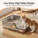 Stainless Steel Cat Litter Box, 19.5"L x 13.6"W x 6"H Metal Cat Litter Box with Low Entry for Senior, Injured Cats Anti-Slip Non-Stick No Odor Easy to Clean for Most Cats with Weight of 22Ibs or Less