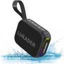 Portable Bluetooth Speaker Waterproof,Mini Shower Speaker,RGB Lights,IPX67 HD Sound Up to 24Hrs Playtime,True Wireless Stereo,Stocking Stuffers for Teens Women Men, White Elephant Gifts - Black