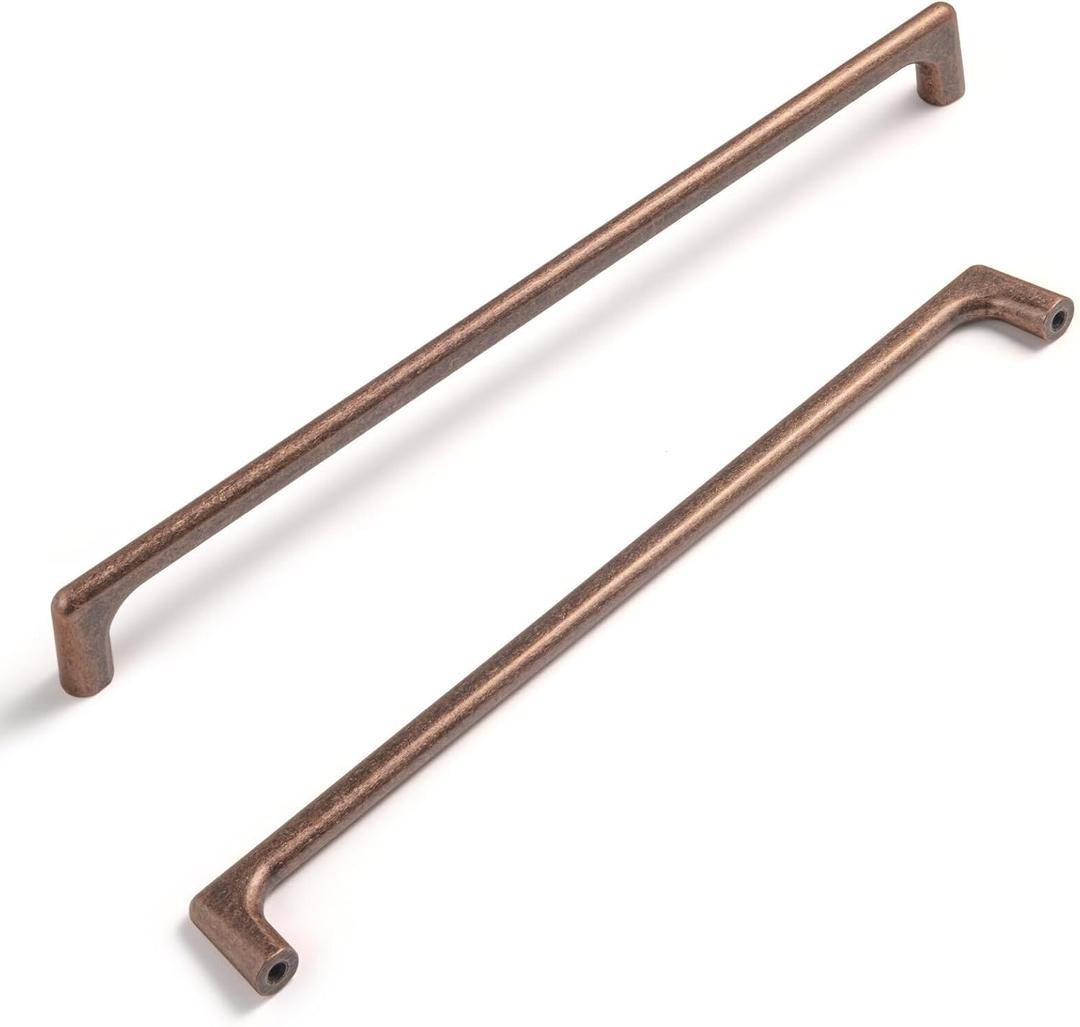 Goo-Ki Antique Copper Cabinet Pulls with 10''(256mm) Hole Centers,Retro Style Zinc Alloy Cabinet Pulls for Drawer,Cupboard, Wardrobe,6 Pack