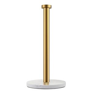 Gold Paper Towel Holder, Standing Paper Towel Holder with Weighted Marble Base for Kitchen Bathroom, Countertop Marble Paper Towel Roll Holder for Standard or Jumbo-Sized