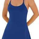 Womens Tennis Dress with Built in Shorts and Bra Workout Dress Golf Athletic Dress for Women Bright Blue L