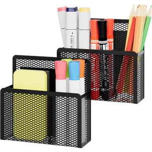 Marbrasse Magnetic Dry Erase Marker Holder, Mesh Pen Holder for WhiteboardMagnet Pencil Organizer Storage for Refrigerator Locker Accessories Organizer for Home, School and Office(Black)