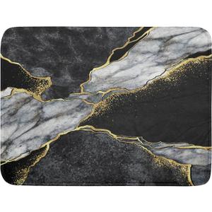 Giwawa Marble Dish Drying Mat for Kitchen Counter 18x24 inch Black Grey Gold Marbling Print Decorative Absorbent Dish Drying Pad Elegant Luxury Granite Stone Microfiber Large Drainer Rack