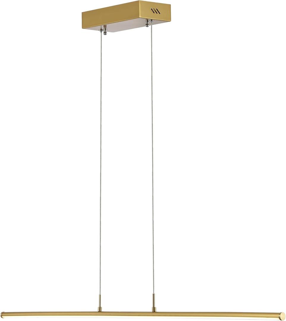 JONATHAN Y 39.5" Brass Gold Modern Integrated LED Linear Pendant Light, Dimmable Adjustable Hanging Island Fixture for Kitchen Dining Room Office, Minimalist Aluminum Metal Lamp (JYL7023C)