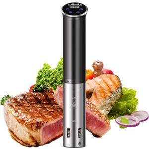 Sous Vide, Wancle 1100W Immersion Circulator, IPX7 Sous Vide Cooker, Small Space-Saving Design, Sous Vide Machines with Accurate Temperature Control, Black, 120V