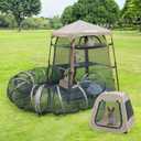 3 in 1 Portable Cat Enclosures with Tunnel & Cat House, Quick Setup Foldable Indoor Outdoor Cat Play Tent for Pet Families, Upgraded Stable Frame, Extra Large Space, Storage Bag + Cat Wand & Balls
