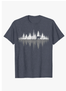 Trees Reflection Wildlife Nature Animal Bear Outdoor Forest T-Shirt Size Large