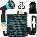 Expandable Garden Hose 75FT-Expanding Water Hose with Thumb-Controlled 10 Spray Nozzles&3750D Outer Fabric, Durable Collapsible Latex Core, Ultra Lightweight & Flexible