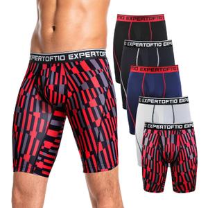 Men's Underwear 9 Inch Extra Long Leg Boxer Briefs for Men Pack, Athletic, Sport, Quick Dry, Moisture Wicking Fly (L)