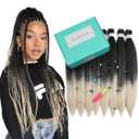 T1B/613# Pre Stretched Braiding Hair 20 Inch 8 Packs Long Black Braiding Hair Pre Stretched Professional Prestretched Braiding Hair (T1B/613# Ombre Off Black to Platinum Blonde)