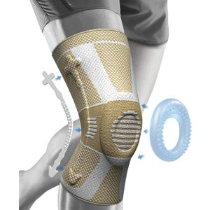 NEENCA Professional Knee Brace for Pain Relief, Medical Knee Compression Sleeve, Knee Support with Horizontal Knit Tech for Meniscus Tear, ACL, Arthritis, Joint Pain, Runner, Workout- FSA/HSA APPROVED (Large, Upgraded Version - Skin)