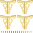 PATIKIL 3.7 Inch Hollow Out Furniture Legs, Set of 4 Modern Metal Triangle Couch Feet Replacement Sofa Legs for Cabinet Dresser Cupboard Table Chair Ottoman Bookcase Wardrobe, Gold