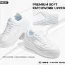 Women's Fashion Sneakers Chunky Sole Low Cut Daily Streetwear Style | Mesh inner lining,removable cushioned insole,slip-resistant sole,reinforced stitching,lightweight multi-match construction (White)