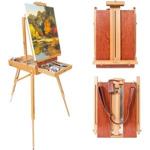 Creative Mark Paris Deluxe French Easel - Portable Canvas Stand for Painting, Watercolor Supplies, Beech Wood, Chrome Lined, Leather Strap, Holds 32" Canvas, Includes Palette, 24"x51"x44" to 30"x51"x71"