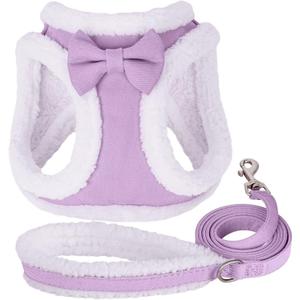 Didog Small Dog Harness and Leash Set, No Pull Adjustable Soft Padded Dog Harness Vest for XS Small and Medium Sized Dogs (Purple, M) (M: Chest 19-20")