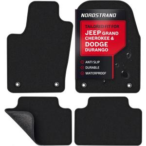 All Weather Floor Mats for Jeep Grand Cherokee 2011-2021 (not Long) & Dodge Durango 2016 2017 2018 2019 2020 2021 - Custom Fit - 1st and 2nd Rows Set - Anti-Slip Backing - 22oz Carpet Mat