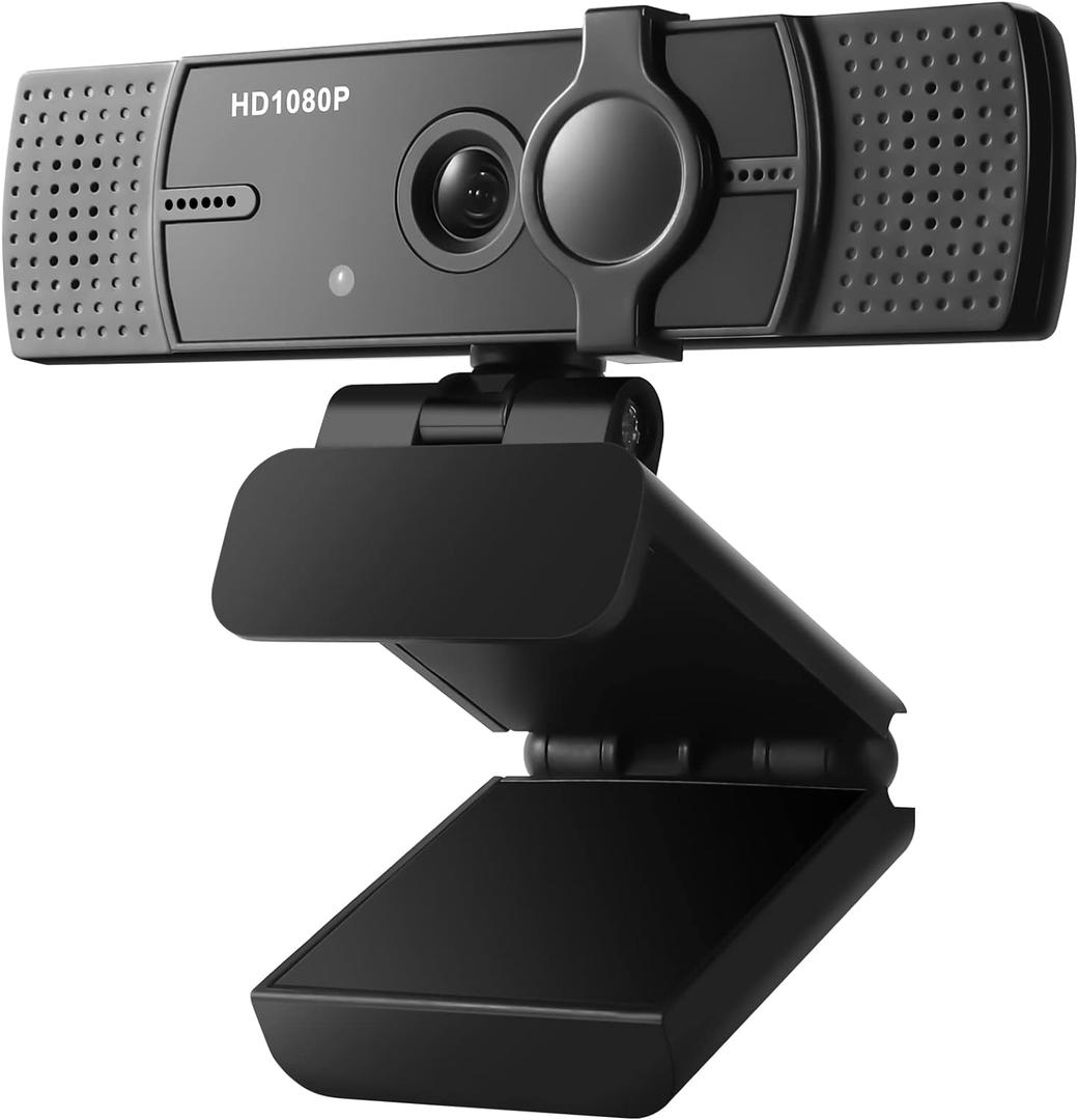 Webcam with Microphone, No Distortion Privacy Cover 1080P USB Camera Plug Play Mic Full Ultra HD Web Camera Video Cam Calling Conferencing Streaming for PC/Desktop/Computer/Mac/Laptop/MacBook