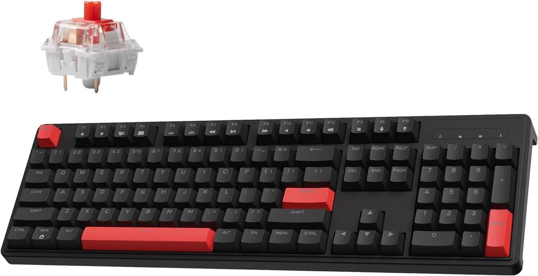 X2 QMK/VIA Custom Gaming Keyboard, Programmable 104 Keys Full Size Layout Gasket Mount, Red LED Backlight Wired Mechanical Keyboard with Red Switches for Mac/Windows/Linux