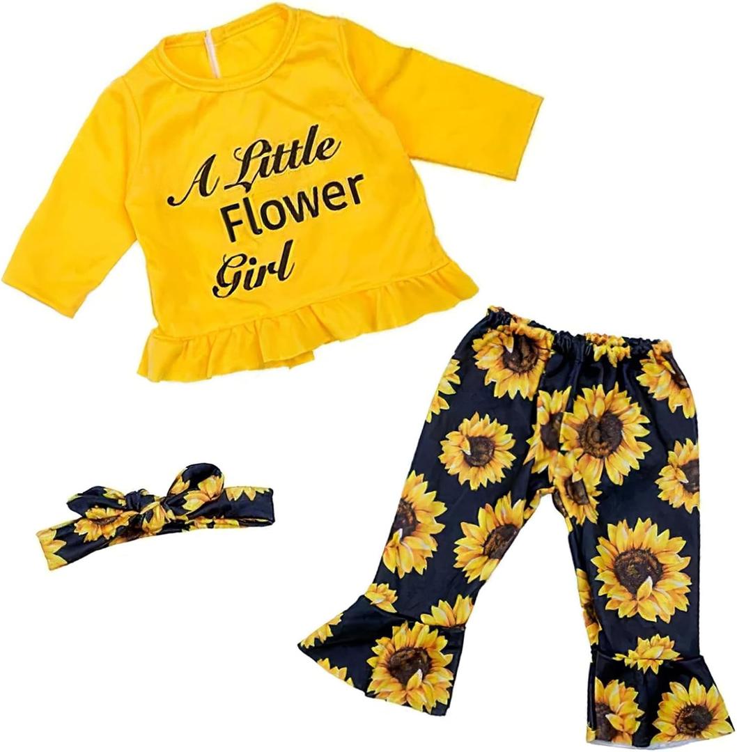 BABESIDE 3 Pcs Reborn Baby Doll Clothes Set for 17-22 Inch Babydolls, Sunflower Baby Dolls Clothes with Headband for Realistic Baby Doll Accessories