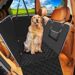 Mancro Dog Seat Cover for Back Seat, Scratchproof Car Seat Cover & Waterproof Dog Hammock for Car, Black, X-Large