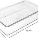 Isaac Jacobs Small Stackable Organizer Bin (10.75 x 6.5 x 2.4) w Hinged Lid Clear Storage Box Home Office School Fridge Bathroom Kitchen Pantry Container BPAFree Food Safe (Small Clear)