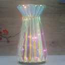 Mercury Glass Pillar Candle Pedestal Holders with Fairy Lights, Lighted up Candle Holder for Pillar Candle, Candlestick Holders with Timer for Wedding Home Dining Table Xmas (Colorful)