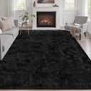 6x9 Area Rugs for Living Room Bedroom: Ultra Soft Fluffy Shag Rug Upgrade Non-Slip Non-Shedding Large Fuzzy Plush Carpet Indoor Floor Carpets for Kids Room Playroom Nursery Dorms Home Decor Black