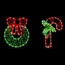 Lighted Christmas Decorations for Windows, Pack of 2 Plug-in Christmas Window Silhouette Lights for Xmas, Party, Home, Patio Lawn, Garden Decorations (Cane & Wreath)