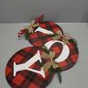 Buffalo Plaid Christmas Wreaths for Front Door - 3pcs Rustic Christmas Decor Joy Signs Wreaths for Door Holiday Xmas Garage Door Wall Decorations Indoor Outdoor (Multi Color)