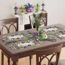 2 x XCHI Masks Hats Beads Mardi Gras Placemats Set of 4 Carnival Table Mats for Masquerade Party Home Kitchen Dining Table Decorations 12x18 Inch