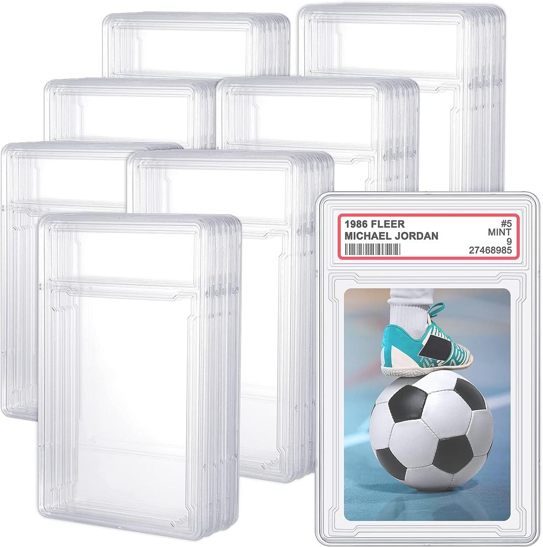 Trading Cards Protector Case Acrylic Clear Baseball Card Holders with Label Position Hard Sleeves Small Sturdy Storage Box for Standard Collector Sport Game Grade(48 Pieces)