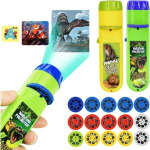 Torch Projector Projection Lighting Story Torches Light Toy Slide Lamp Educational Learning Bedtime Night Light for Children (120 Images, 5 Themes, Dinosaur+Ocean+Animal+Outer Space+Letters)