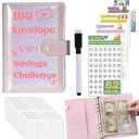 100 Envelope Challenge Binder $5050,52 Weeks Budget Binder Savings Challenge Book $10000,30 Days $500,Savings Challenges Budget Planner Binder,Cash Stuffing Envelopes Binder (2024 5-in-1 Silver), 2 Pack