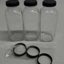Juice Bottles with Lids, 16 Oz - Set of 3 - Clear Glass Jars with Caps - Reusable Empty Drink Containers for Juicing, Smoothies, Water, Milk, Kombucha Storage, Wellness Shots and More (3)