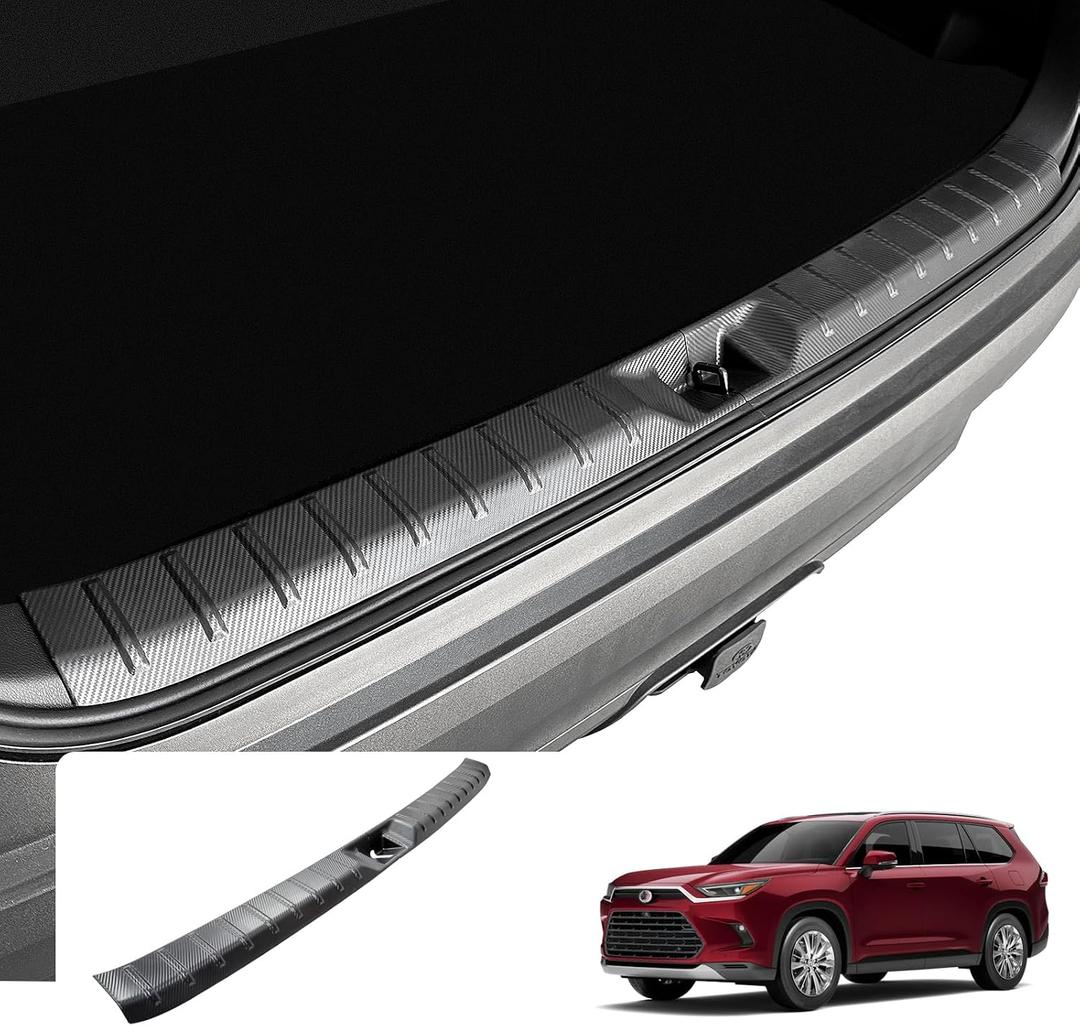Rear Trunk Bumper Protector for 2026 2025 2024 Grand Highlander Accessories, Trunk Door Sill Protector for Toyota Grand Highlander Accessories 2024 2025 2026, Carbon Fiber Pattern 2 PCs