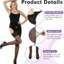 Suspender Tights for Women, Black Suspender Pantyhose Stockings Mock Garter Thighs for Women Thigh High Sheer Garter Pantyhoses Leggings Thigh High (Black)