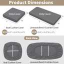3 Pieces Outdoor Cushion Covers Stretch Patio Seat Slipcovers | Waterproof Sofa Cushion Cover Set Replacement for Wicker Furniture, Bench & Seat Cushions, Cover Only, Grey