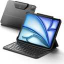 HOU Keyboard Case for iPad Air 11 inch (M3/M2) & iPad Air 5th/4th Gen & iPad Pro 11 inch (2025 M5/M4 2024/4th/3rd/2nd/1st Generation) Lightweight and Portable,Space Leather,Independent Shortcut Keys (Black)