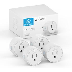 EIGHTREE Matter Smart Plug, Homekit Supported, Hub Required, Smart Plugs That Work with Alexa, Siri & Google Home, WiFi Plug with Remote Control, Timer & Schedule, Matter Smart Home 2.4GHz Wi-Fi Only