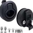LENKRAD Slam Latch for RV,Boat Flush Pull Door Latch Fits Lock Holes with A Diameter of 2,Hatch Latches for 0.5" Door Thickness | Compartment Flush Latches Lock for Caravan Trailer Pack of 2-Black
