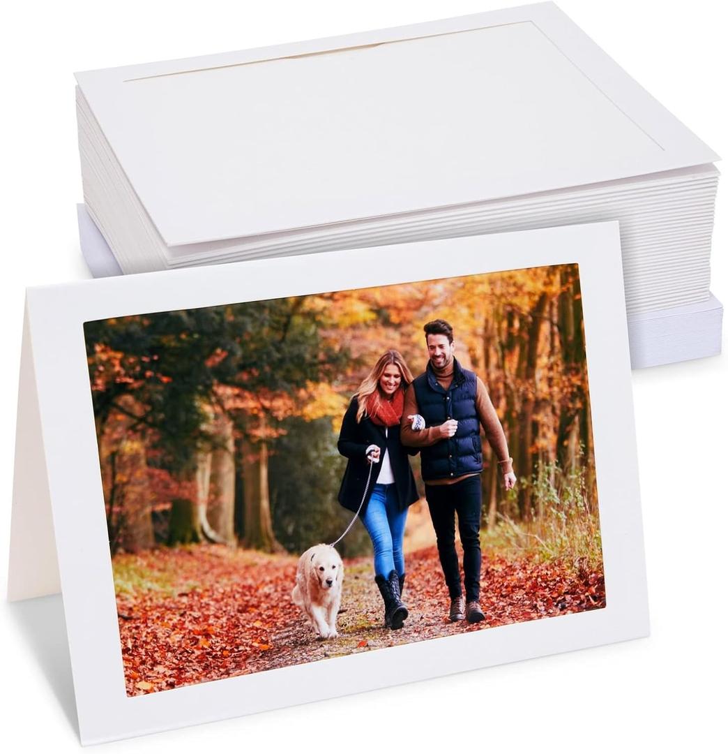BEST PAPER GREETINGS 36-Pack Thank You Card Photo Insert Frames - 5 x 7 Inch White Modern Cardstock - Envelopes Included - Paper Picture Frame Cards