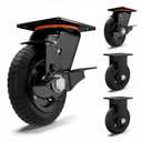 6inch Caster Wheels, 1800lb Heavy Duty Casters with Solid Rubber, Brake Plate Casters with Knobby Tread for Workbench, Dolly, Cart, Trolley, Wagon, Chicken Coop Set of 4 (2 Brake & 2 Rigid)
