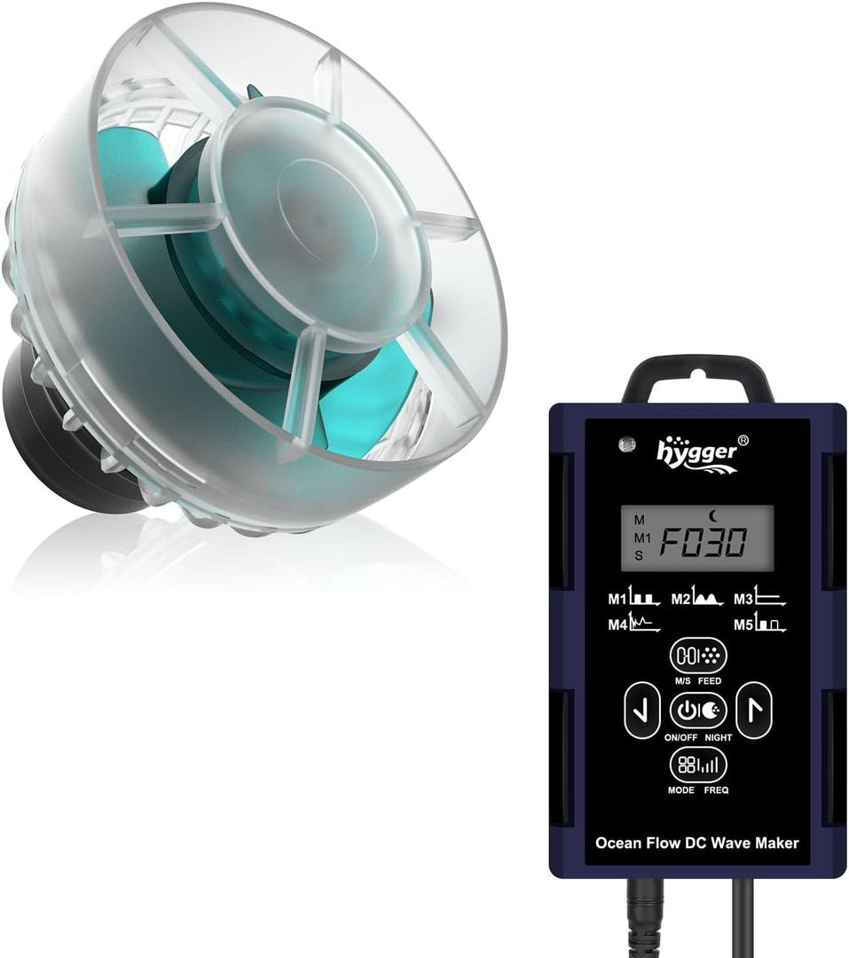 Hygger Wave Maker For Aquarium, Ultra-quiet Transparent Wavemaker With Controller, Adjustable Flow Magnetic DC 24V 2850GPH Powerhead, Circulation Pump For 75-200Gallon Freshwater Coral Reef Tank