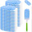 30 Pack Heavy Duty Duster Refills Compatible with Swiffer Dusters,Disposable Dusters Kit for Cleaning Dusting Furniture Blind Ceiling Fan,30 Pack 360 Feather Dusters,1 Handle,1 Upgrade Telescopic Hand