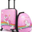 emissary Kids Suitcase for girls, 16" Hardside Unicorn Kids Luggage Set with Spinner Wheels and Backpack, Children Carry on Girls Suitcase Toddler Travel Rolling Luggage Gifts Airline Approved