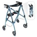 Stander Space Saver Rollator, Lightweight Folding Rolling Walker with Seat for Seniors & Adults, 4-Wheel Mobility Aid with 6-inch Wheels, Locking Brakes & Padded Seat with Backrest, Cobalt Blue