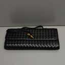 Woven Clutch Purses for Women, Formal Satchel Leather Evening Bag Shoulder Handbag (Black)