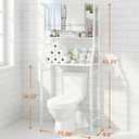 UDEAR 3-Tier Over The Toilet Rack,with Hanging Rod,Tower Shelf,White, 26.8 x 9.8 x 64.2 inches