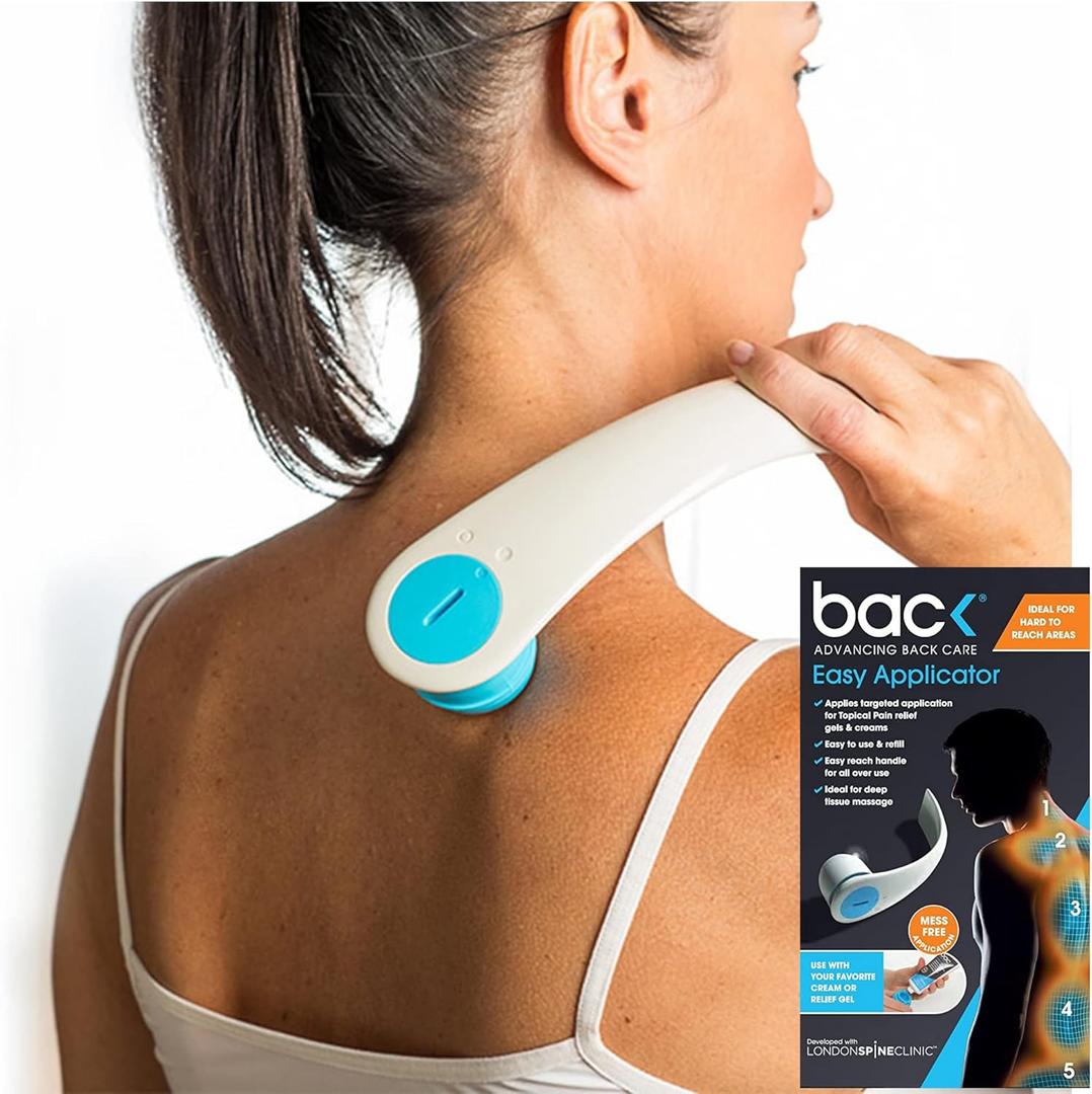 Back Easy Lotion Applicator for applying Your Favorite Topical Gel or Cream to Hard to Reach Places. Easy to Use & Refill